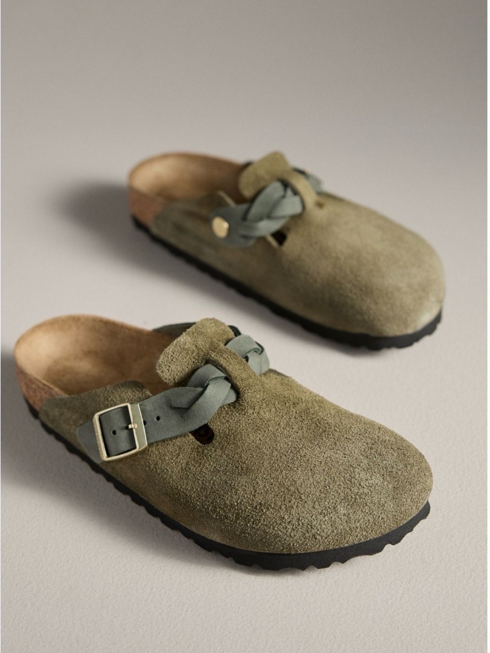 NWOT Birkenstock Boston Braided Clogs Olive Green